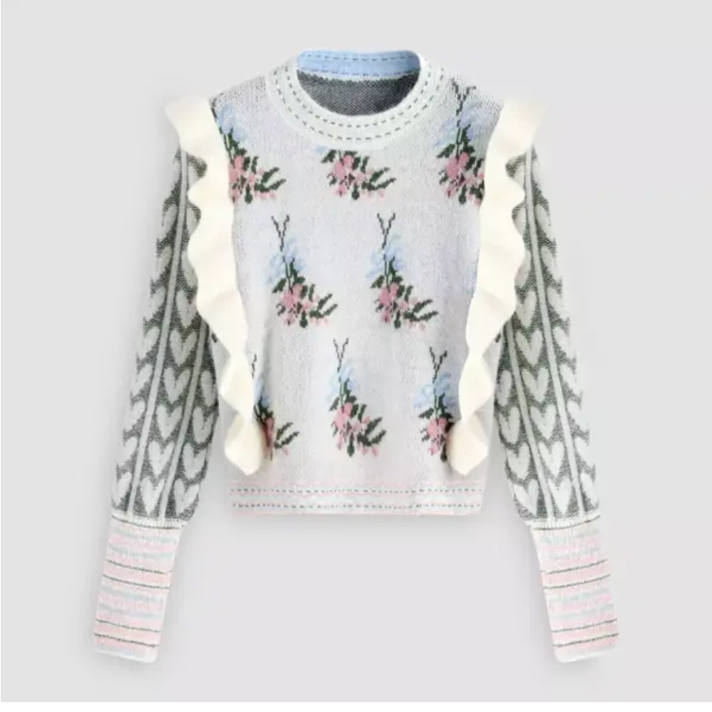 Cider Blue and Cream Knit Sweater
